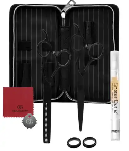 Olivia Garden Silkcut PRO 2er Set Matt Black 5,75" + Effilierschere Europäisch Top-Seller