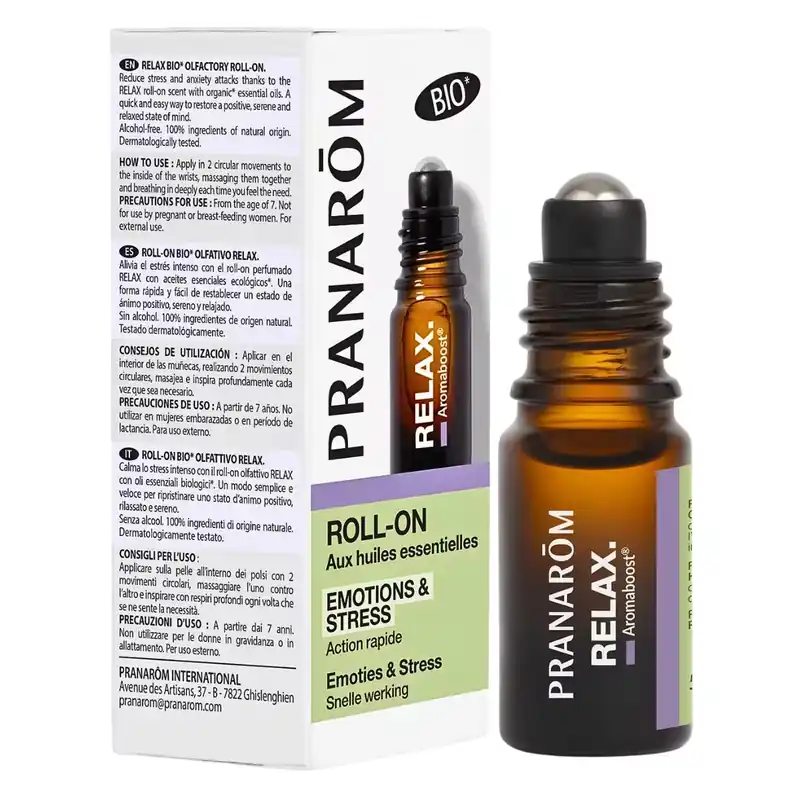 Zertifiziert Pranarom Aromaboost Roll-on Relax Bio 5 ml