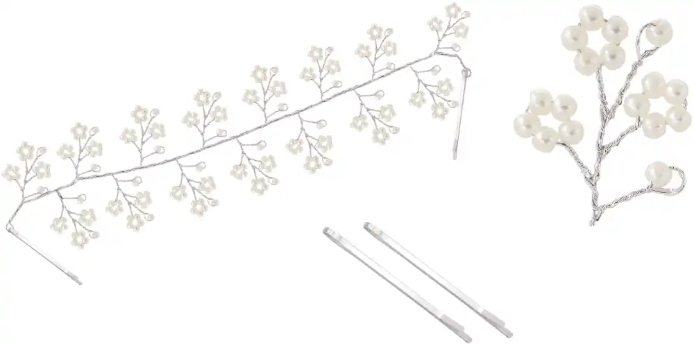 Kracherpreis Haarkamm mit Perlenblumen und Klemmen