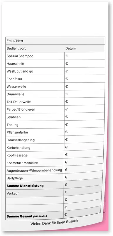 Ausverkauf Bedienungsblock 10 Stück