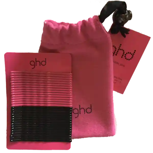 GHD Haarschmuck Schwarz-Pink 2 x 15 Schiebeklemmen, Pink Bag Set Bestpreis