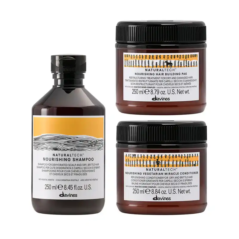 Davines Nourishing Set - Shampoo 250ml + Conditioner 250ml + Hair Building Pak 250ml Markenprodukt