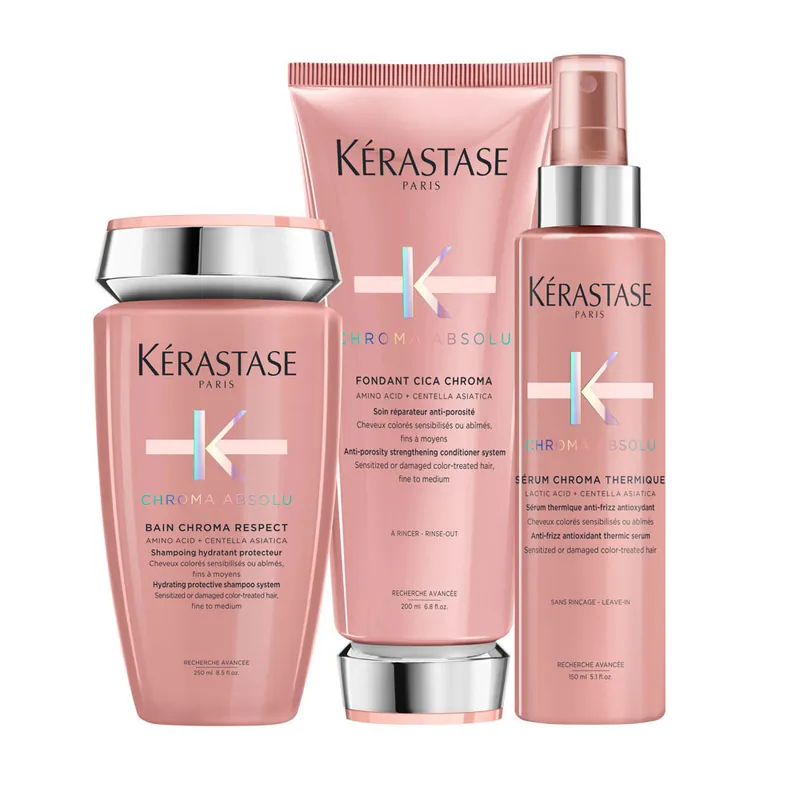 KÉRASTASE Chroma Absolu Set Bain Chroma Respect 250 ml + Fondant Cica Chroma 200 ml + Serum Chroma Protect 150 ml Preiswert