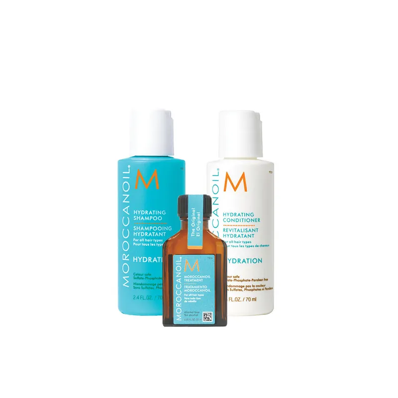 Moroccanoil Feuchtigkeit Reiseset Shampoo 70 ml + Conditioner 70 ml + Treatment 25 ml Expressversand