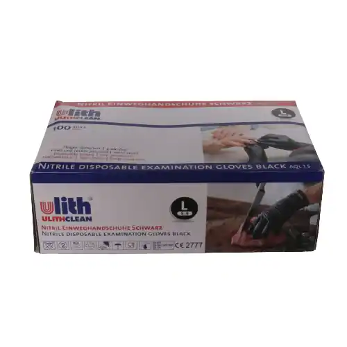 Sofort Bestellen Ulith Nitril-Handschuhe ungepudert, Größe L, Box à 100 Stück, schwarz
