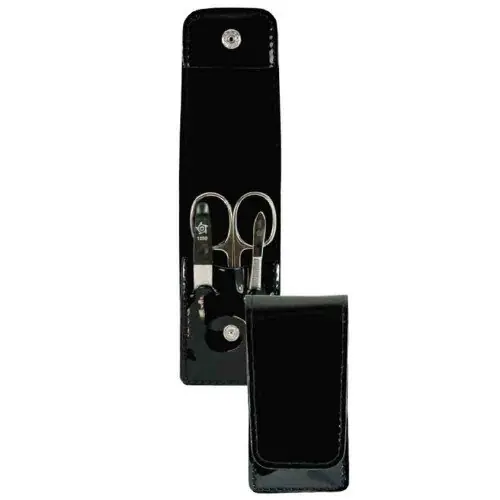 Zertifiziert Pfeilring Maniküre-Set 3-teilig schwarz Taschenetui, Kalbsleder, Nickel-Füllung
