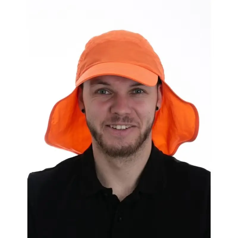 Markenware UV Schutz Kappe mit Nackenschutz recycelt orange