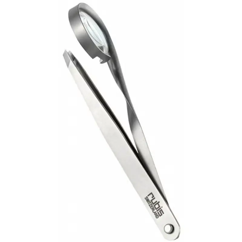 Neue Ware Pinzette mit Lupe schräg Inox