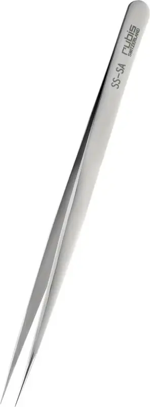 Geprüft Pinzette, lang spitz, Inox