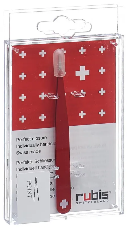 Pinzette Schweizerkreuz spitz rot Inox Top-Preis