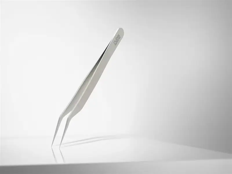 Pinzette für Wimpern, angewinkelt, Inox Billig