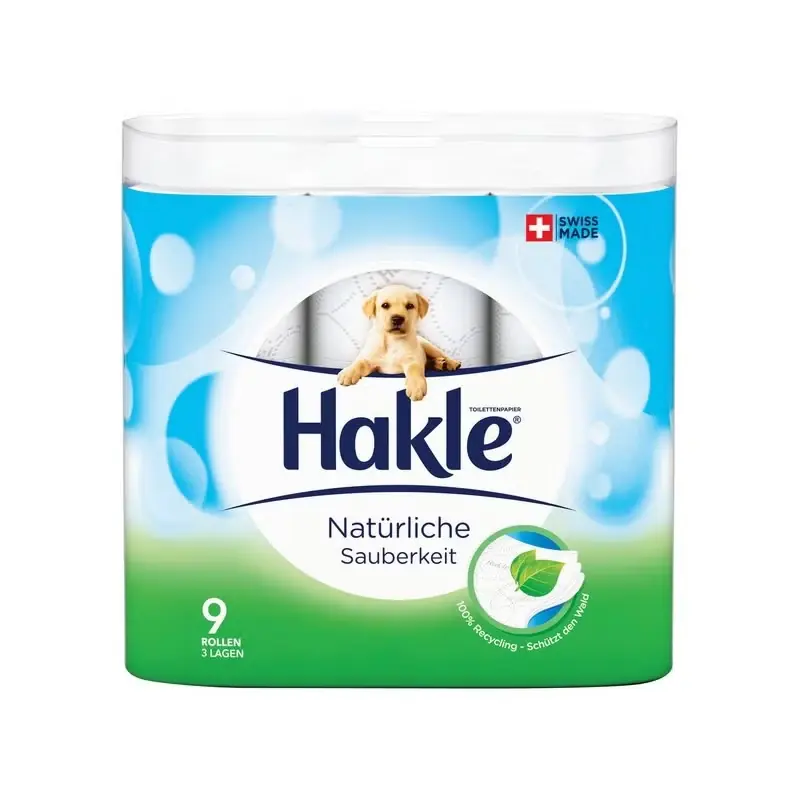 Top-Angebot Natürliche Sauberkeit Toilettenpapier Kleinrollen 9.8x12cm Recycling 3-lagig weiss Hakle-Prägung 150 Blatt