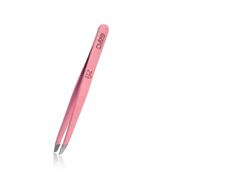 Pinzette schräg Inox rosa Schmetterling Echt