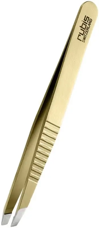 Pinzette schräg, Progrip, gold Highlight
