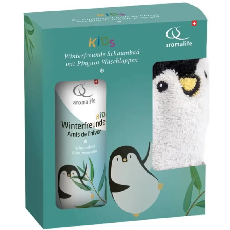 Wochenendangebot KidsSchaumbad Geschenkset Winterfreunde mit Öko-Waschlappen