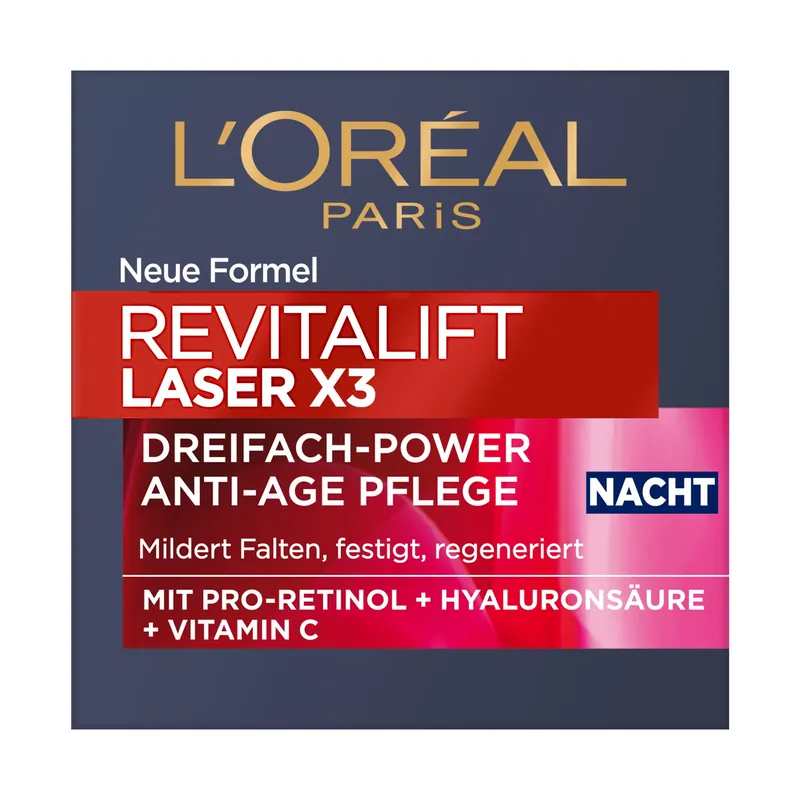 Revitalift Laser X3 Dreifach-Power Anti-Age Nachtpflege mit Pro-Retinol + Hyaluronsäure + Vitamin C Neuheit