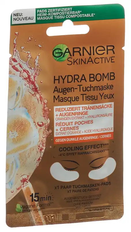 SkinActive Hydra Bomb Orangenextrakt + Hyaluronsäure Augen-Tuchmaske Heißes Angebot