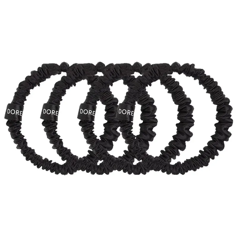 Silk Scrunchie Set 1 cm Black Aktuell