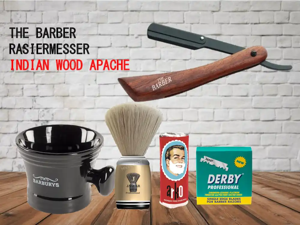 Super-Preis Barber Rasierset 5 teilig Indian Wood Apache