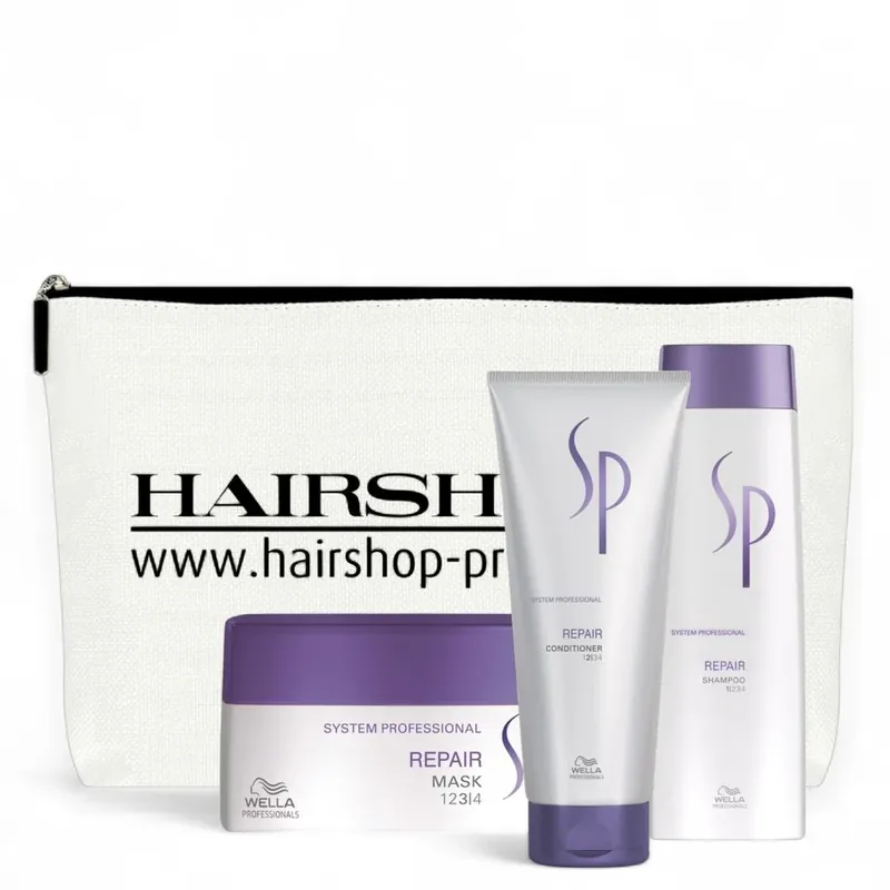 Wella SP System Professional Repair Set - Shampoo 250 ml + Conditioner 200 ml + Mask 200 ml + Kosmetikbeutel gratis Solange Der Vorrat Reicht