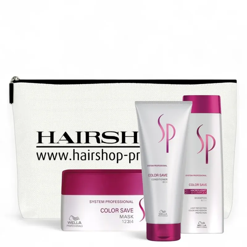 Bestseller Wella SP System Professional Color Save Geschenkset Shampoo 250ml + Conditioner 200ml + Mask 200ml + Kosmetikbeutel gratis