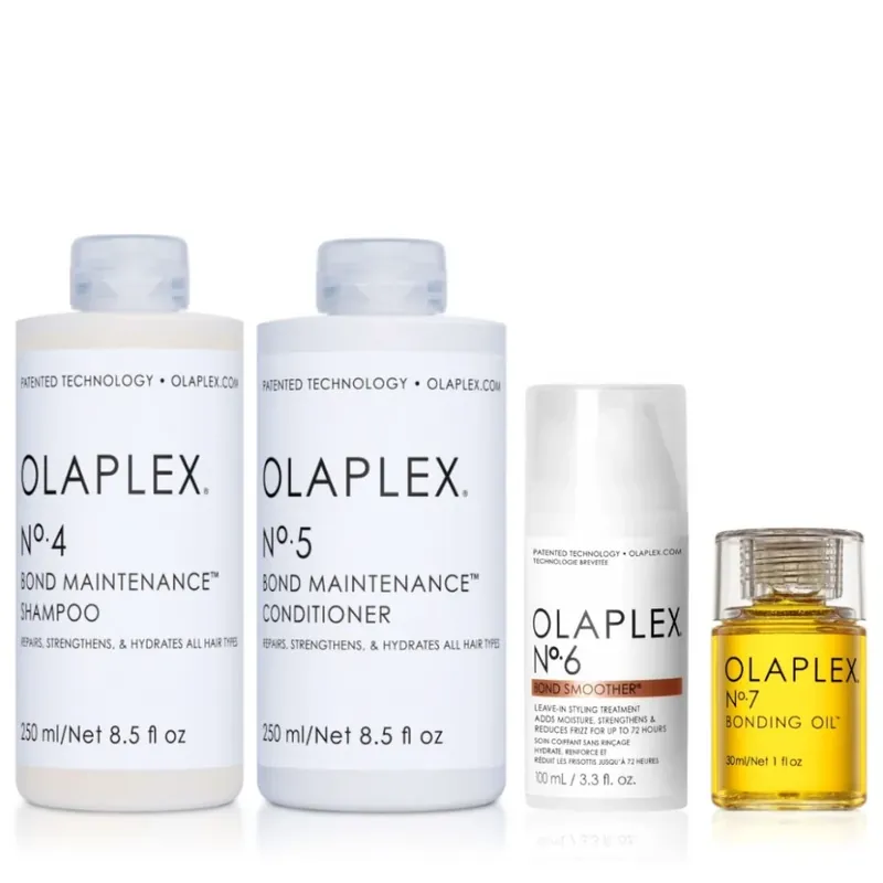 Schnäppchen Olaplex Set - Shampoo No. 4 + Conditioner No. 5 + Bond Smoother No.6 + Bonding Oil No.7