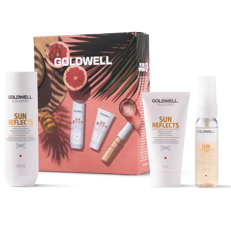 Billig Goldwell Dualsenses Sun Reflects Sommer Set - Shampoo 100 ml + Treatment 50 ml + UV Protect Spray 30 ml