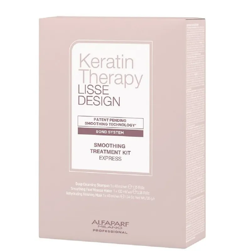 Must-Have Alfaparf Milano Keratin Therapy Smoothing Treatment Kit - Deep Cleansing Shampoo 40ml + Rehydrating Finishing Mask 40ml + Smoothimg Fluid Mousse 100ml