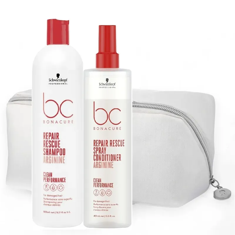 Nur Für Kurze Zeit Schwarzkopf BC Repair Rescue Shampoo 500 ml + Spray Conditioner 400 ml + Kosmetiktasche