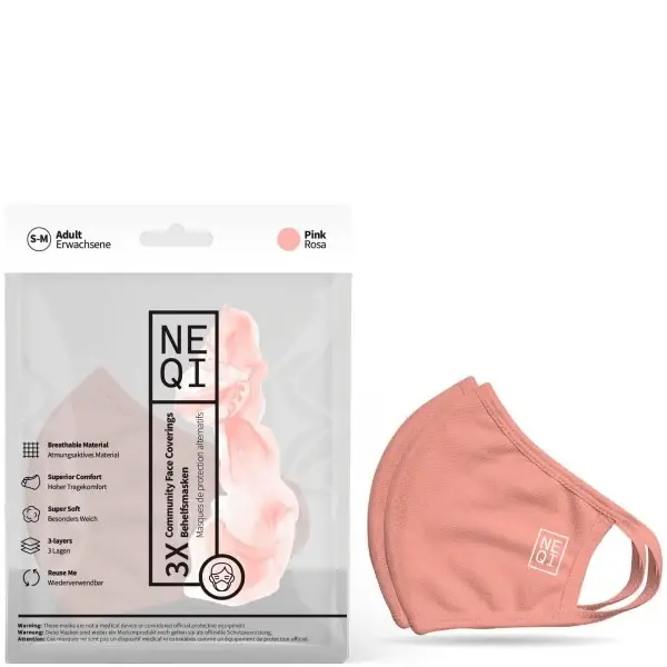 Highlight NEQI Mund- und Nasenmaske Pink 3.Stk - Größe S-M