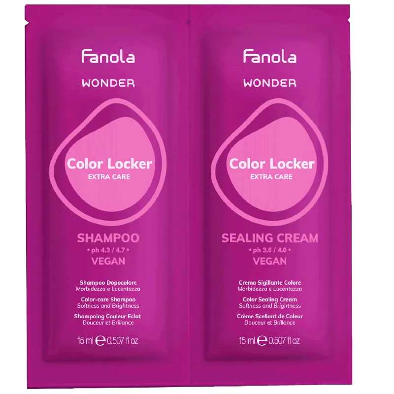 Neuheit Fanola WONDER Color Locker Shampoo + WONDER Color Locker Sealing Cream Sachet je 15 ml