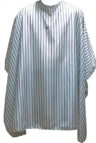 Barber Umhang "White / black stripes" (Druckknopfverschluss) Kracherpreis