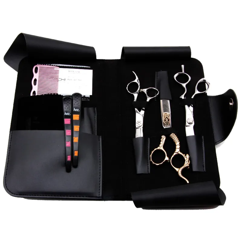 AKITZ 3 SCISSOR CASE Black Leather Scherenetui Must-Have