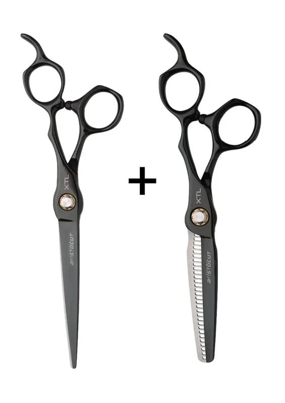 Online Kaufen Aristo Friseurscherenset XTL Supreme (Titanum Black) 5.5 Offset + 6.0 Modellier Offset. 30 Zähne