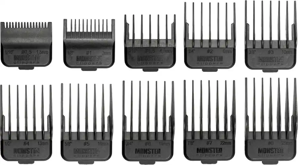 Monster Clippers Premium Doppel-Magnet Aufsteckkämme 10er Set - schwarz Expressversand