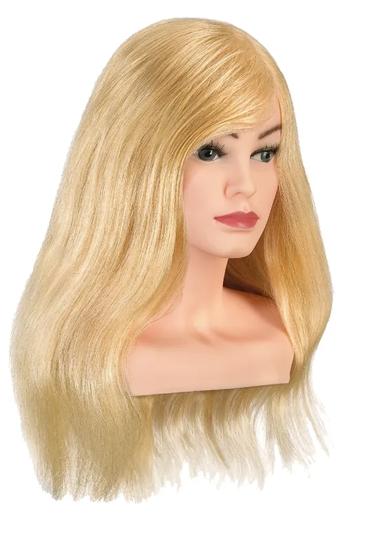 Zertifiziert Bergmann Frisierkopf Echthaar Competition Plus hellblond 50cm