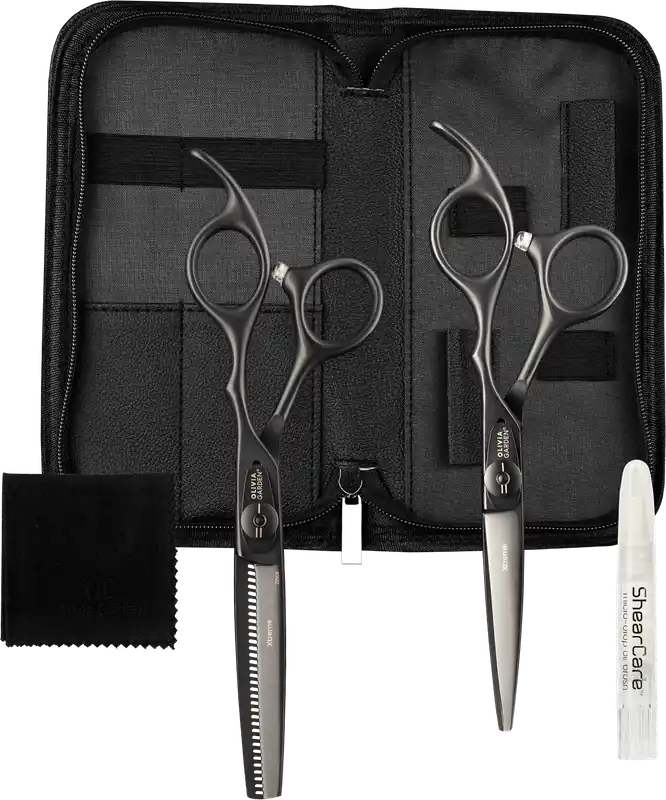 Aktuell Olivia Garden Xtreme Matt Black Friseurscherenset