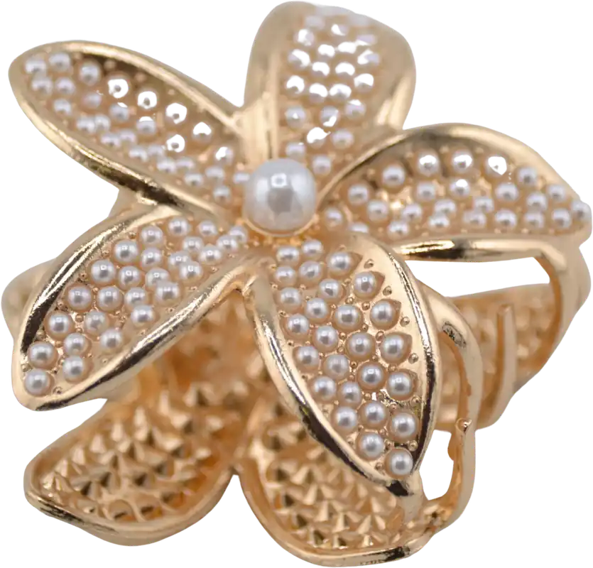 Neue Ware Haarklammer Frangipaniblüte gold 1 Stück