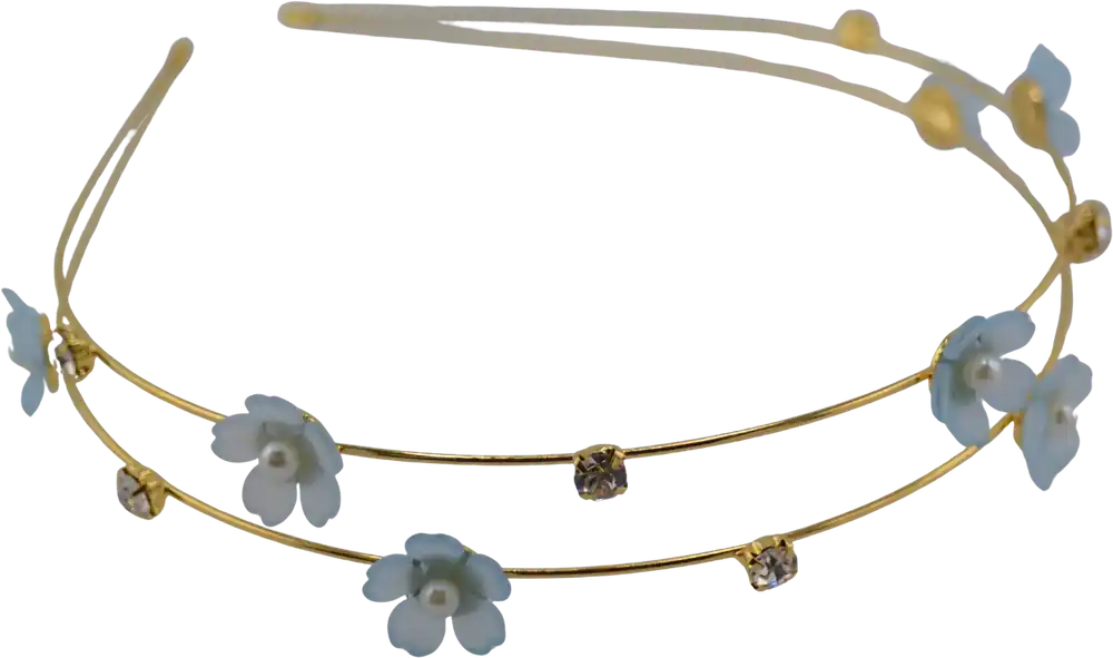 Goldener Haarreif mit blauen Blumen 1 Stück Meistverkauft