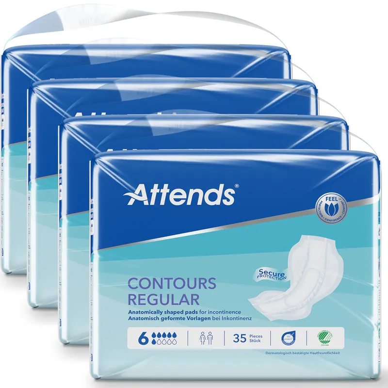 ATTENDS Contours Regular 6 - Inkontinenzvorlagen - 4x35 Stück Top-Seller