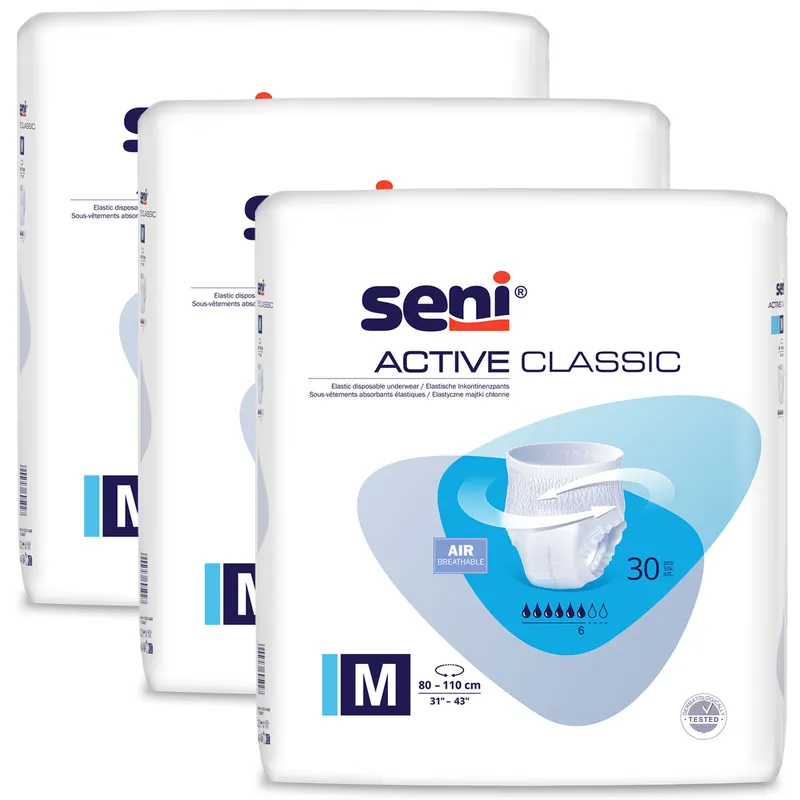SENI Active CLASSIC Inkontinenzslip Gr. MEDIUM (3x30 St) Karton Schneller Versand