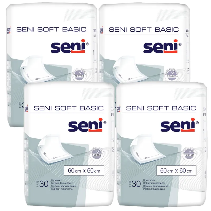 SENI Soft BASIC - Bettunterlagen 60 x 60 cm Flocken (4x30) 120 Stück Neu Im Sortiment
