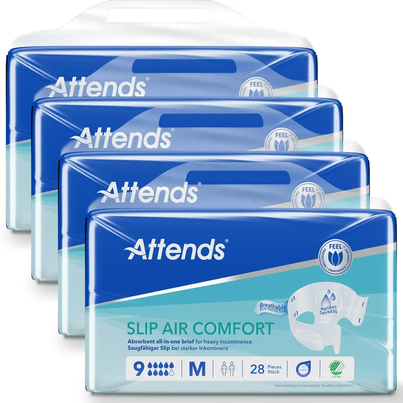 Meistverkauft ATTENDS Slip AIR Comfort 9 - Medium (M), Inkontinenzwindeln, 112 (4x28) Stück