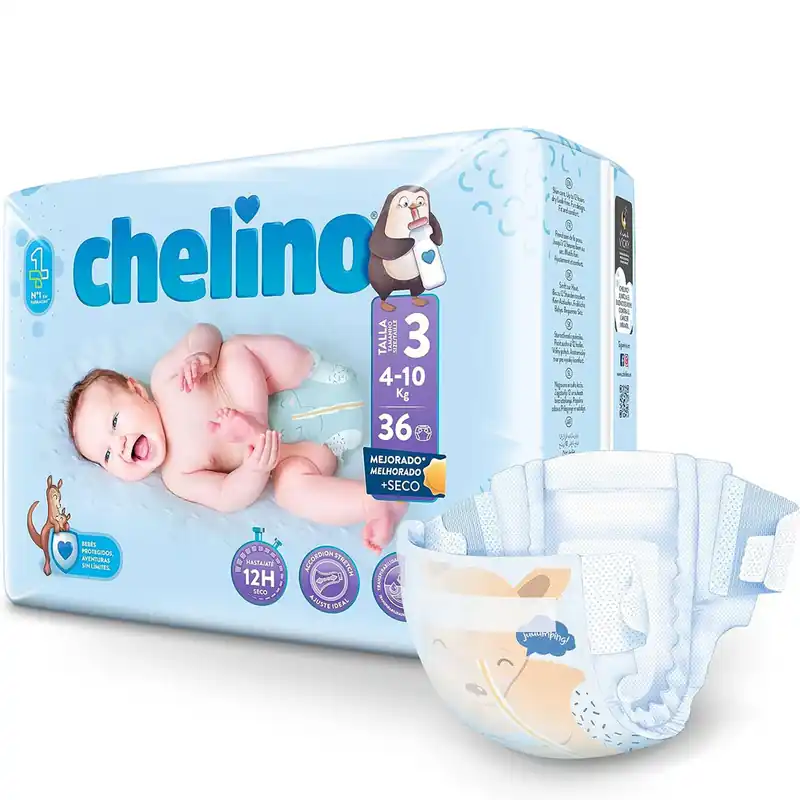 Chelino Design- Windeln (T3) MIDI 4-10kg 36 Stück Einzelpack Mega-Angebot