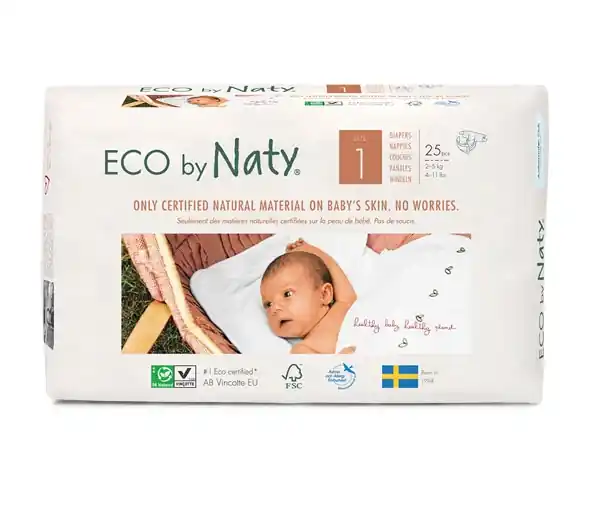 Eco by NATY - Ökowindeln Größe 1 Newborn 2-5 Kg, 25 St. Einzelpack Heißes Angebot