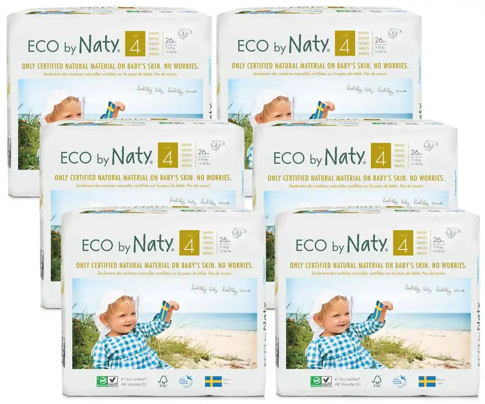 Eco by NATY - Ökowindeln Größe 4 Maxi 7-18 Kg, 6x26 St. Jumbopack Sale
