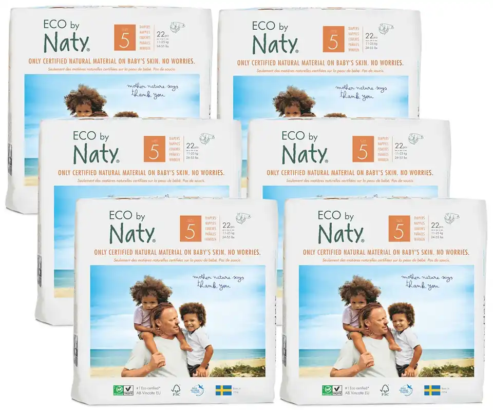 Eco by NATY - Ökowindeln Größe 5 Junior 11-25 Kg, 6x22 St. Jumbopack Highlight