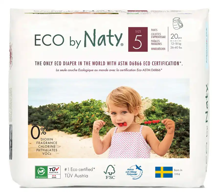 NATY Öko-Windelhöschen (Pants) Größe 5 Junior 12-18 Kg, 20 Stück Begrenztes Angebot