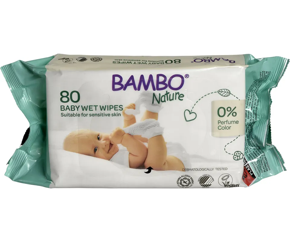 Ausverkauf Bambo NATURE - Öko- Feuchtpflegetücher - 80er Packung