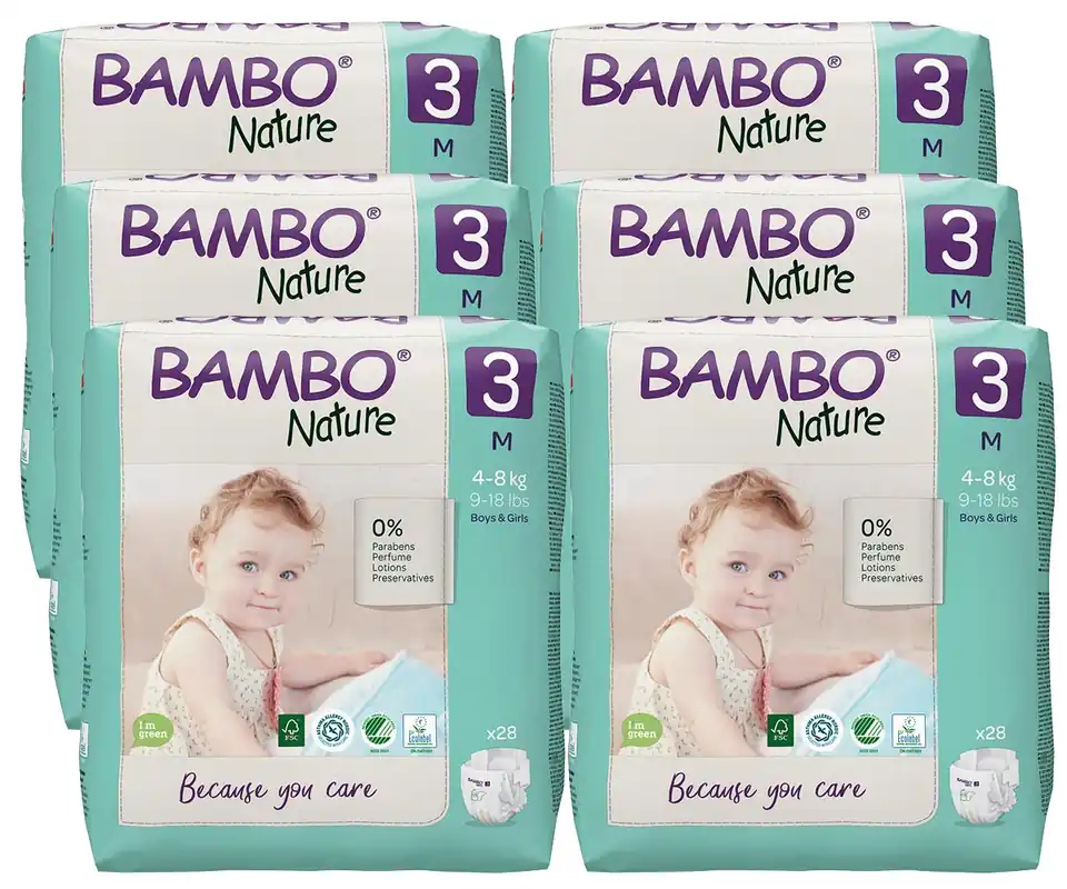 Bambo NATURE - Babywindeln Gr. 3 MIDI [M] 4-8 Kg - 6x28 (168) Stück Sonderaktion